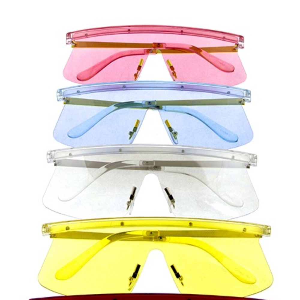 Modern Rimless Flat Top Shield Aviator Sunglasses